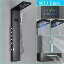 GobekUsa LED Shower Panel Column Faucet with Rainfall Waterfall, Back Jet, Mixer Tap