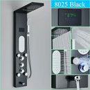 GobekUsa LED Shower Panel Column Faucet with Rainfall Waterfall, Back Jet, Mixer Tap