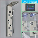 GobekUsa LED Shower Panel Column Faucet with Rainfall Waterfall, Back Jet, Mixer Tap