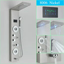 GobekUsa LED Shower Panel Column Faucet with Rainfall Waterfall, Back Jet, Mixer Tap