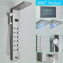 GobekUsa LED Shower Panel Column Faucet with Rainfall Waterfall, Back Jet, Mixer Tap