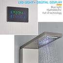 GobekUsa LED Shower Panel Column Faucet with Rainfall Waterfall, Back Jet, Mixer Tap