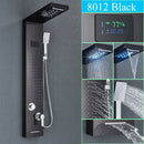GobekUsa LED Shower Panel Column Faucet with Rainfall Waterfall, Back Jet, Mixer Tap