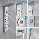 GobekUsa LED Shower Panel Column Faucet with Rainfall Waterfall, Back Jet, Mixer Tap