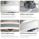 GobekUsa LED Silent Ceiling Fan Light Control Modern Bedroom Living Room Indoor Decor