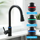 GobekUsa LED Single Hole Kitchen Faucet with Pull Out Spout and Stream Sprayer