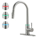 GobekUsa LED Single Hole Kitchen Faucet with Pull Out Spout and Stream Sprayer