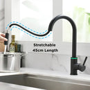 GobekUsa LED Single Hole Kitchen Faucet with Pull Out Spout and Stream Sprayer