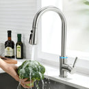 GobekUsa LED Single Hole Kitchen Faucet with Pull Out Spout and Stream Sprayer