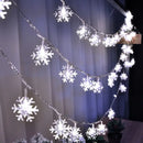 Warm white led snowflake christmas lights living room decor by Decorbites