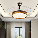 GobekUsa LED Solid Wood Round Ceiling Fan Light with Remote Control