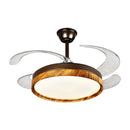 GobekUsa LED Solid Wood Round Ceiling Fan Light with Remote Control