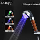 Sleek chrome led spa shower head temperature sensor bathroom filter by Decorbites