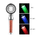 Sleek chrome led spa shower head temperature sensor bathroom filter by Decorbites