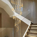GobekUsa LED Spiral Chandelier Black Chrome Gold Pendant Light Modern Stairwell Lighting