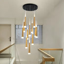 GobekUsa LED Spiral Chandelier Black Chrome Gold Pendant Light Modern Stairwell Lighting