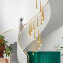 GobekUsa LED Spiral Chandelier Black Chrome Gold Pendant Light Modern Stairwell Lighting