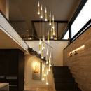 GobekUsa LED Spiral Chandelier Black Chrome Gold Pendant Light Modern Stairwell Lighting