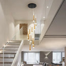 GobekUsa LED Spiral Chandelier Black Chrome Gold Pendant Light Modern Stairwell Lighting