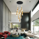 GobekUsa LED Spiral Chandelier for Home, Black Chrome Gold Stairwell Lighting