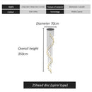 GobekUsa LED Spiral Chandelier for Home, Black Chrome Gold Stairwell Lighting