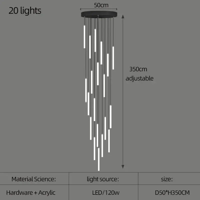GobekUsa LED Spiral Staircase Ceiling Chandelier, photo 10 of 35