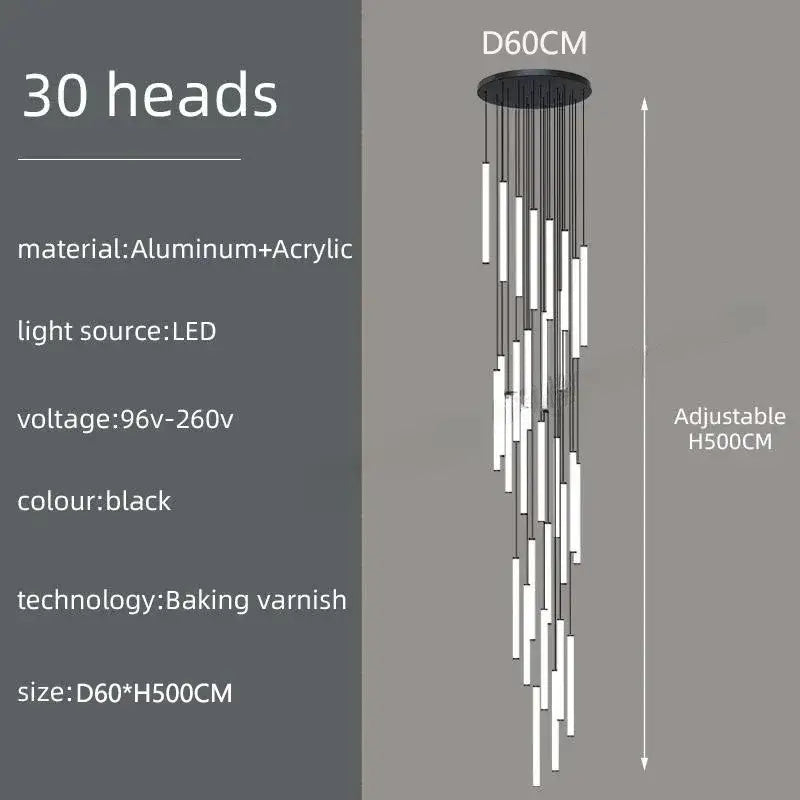GobekUsa LED Spiral Staircase Ceiling Chandelier, photo 12 of 35