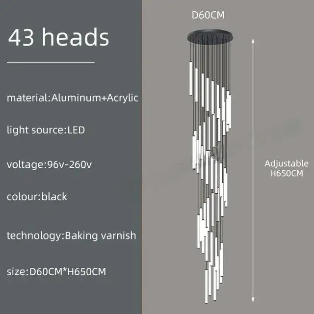 GobekUsa LED Spiral Staircase Ceiling Chandelier, photo 13 of 35