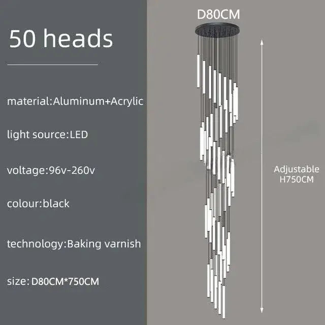 GobekUsa LED Spiral Staircase Ceiling Chandelier, photo 14 of 35