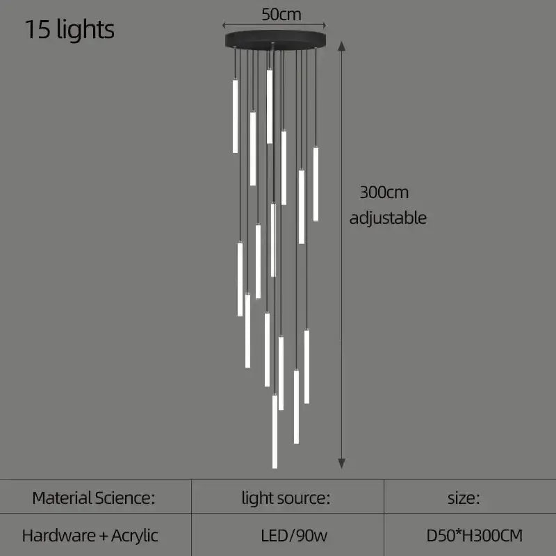 GobekUsa LED Spiral Staircase Ceiling Chandelier, photo 9 of 35