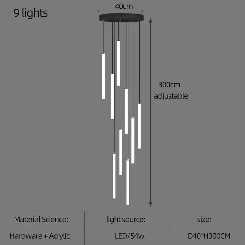 GobekUsa LED Spiral Staircase Ceiling Chandelier