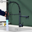 GobekUsa LED Spring Kitchen Faucet: Dual Swivel Spout, Pull Down, Hot Cold Mixer Tap