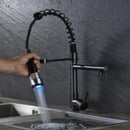 GobekUsa LED Spring Kitchen Faucet: Dual Swivel Spout, Pull Down, Hot Cold Mixer Tap
