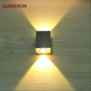 Modern black & gold led square wall lamp bedroom up down spot light by Decorbites