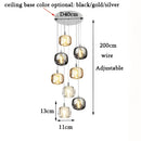 GobekUsa LED Stair Chandelier: Luxury Amber/Crystal Indoor Lighting Fixture