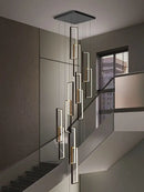 GobekUsa LED Stair Chandelier: Luxury Loft Geometry Pendant Lamps for Modern Living