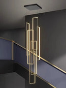 GobekUsa LED Stair Chandelier: Luxury Loft Geometry Pendant Lamps for Modern Living