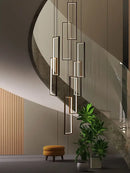 GobekUsa LED Stair Chandelier: Luxury Loft Geometry Pendant Lamps for Modern Living