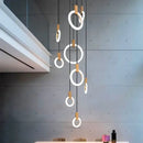 GobekUsa LED Stair Chandelier: Modern Nordic Ceiling Pendant Lamps & Bedroom Wood Lights