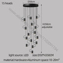 GobekUsa LED Staircase Chandelier: Adjustable Modern Living Room Lighting for Villa Decoration