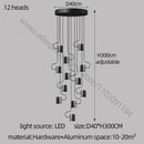 GobekUsa LED Staircase Chandelier: Adjustable Modern Living Room Lighting for Villa Decoration