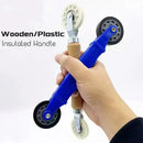 Blue and white led strip light installation roller with wooden handle by Decorbites