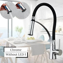 GobekUsa LED Swivel Pull Down Kitchen Faucet with Hot and Cold Water Mixer
