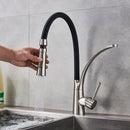GobekUsa LED Swivel Pull Down Kitchen Faucet with Hot and Cold Water Mixer