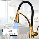 GobekUsa LED Swivel Pull Down Kitchen Faucet with Hot and Cold Water Mixer