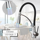 GobekUsa LED Swivel Pull Down Kitchen Faucet with Hot and Cold Water Mixer