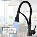 GobekUsa LED Swivel Pull Down Kitchen Faucet with Hot and Cold Water Mixer