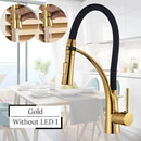 GobekUsa LED Swivel Pull Down Kitchen Faucet with Hot and Cold Water Mixer