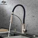 GobekUsa LED Swivel Pull Down Kitchen Faucet with Hot and Cold Water Mixer