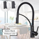 GobekUsa LED Swivel Pull Down Kitchen Faucet with Hot and Cold Water Mixer
